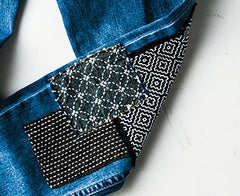 *Sashiko Patch Mending & Coaster Fabric- Kofu Tsumugi - 6 Designs - MC-T2 - Khaki