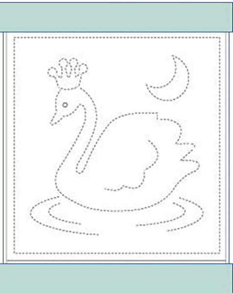 Sashiko Pre-printed Sampler (Olympus) - # 4007 Kids Swan - Aqua - ON SALE