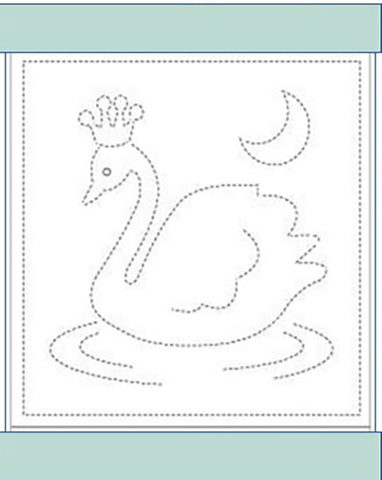 Sashiko Pre-printed Sampler (Olympus) - # 4007 Kids Swan - Aqua - ON SALE