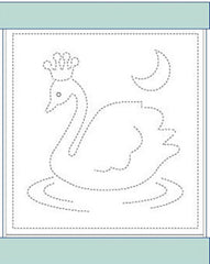 Sashiko Pre-printed Sampler (Olympus) - # 4007 Kids Swan - Aqua - ON SALE