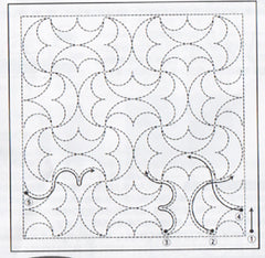 Sashiko Pre-printed Sampler (Olympus) - # 1038  Hanmaru-tsunagi - Wavey Clamshells - White