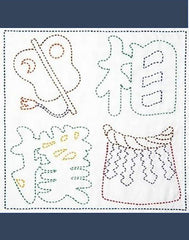 Sashiko Pre-printed Sampler (Olympus) - # 2082 Sumo Kanji - Navy - ON SALE