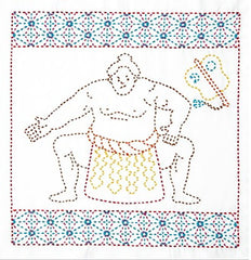 Sashiko Pre-printed Sampler (Olympus) - # 1083 Sumo Wrestler - White - ON SALE