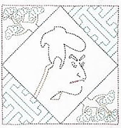 Sashiko Pre-printed Sampler (Olympus) - # 1085 Ukiyo-e Actor - White - ON SALE