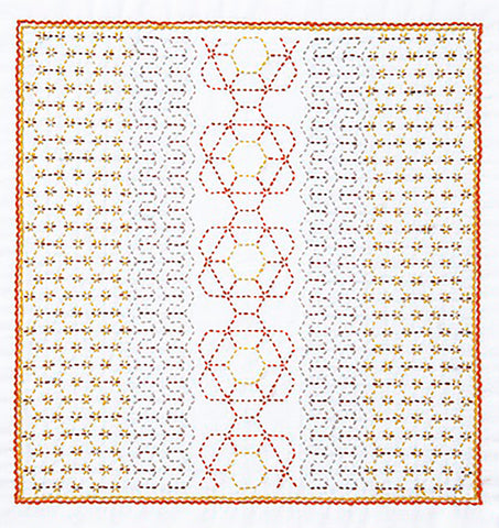 Sashiko Pre-printed Sampler - Kuguri-zashi - Stitching & Weaving - # 1103 - Honeycomb - White - ON SALE - SAVE 30% - Last One