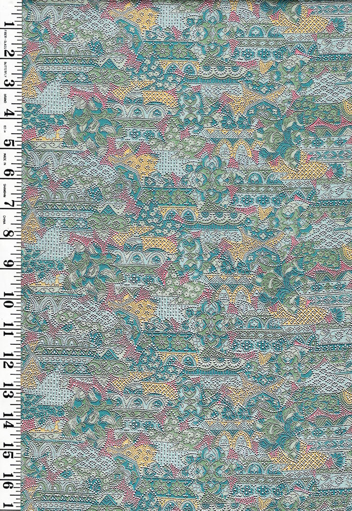 520 - Japanese Combined Weave - Abstract Floral Motifs - Multi-Colors (Pastels)