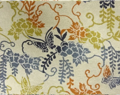 599 - Japanese Combined Weave - Butterflies & Peony Arabesque - Beige