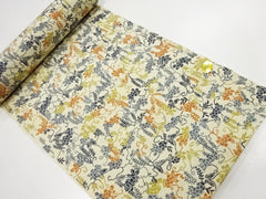 599 - Japanese Combined Weave - Butterflies & Peony Arabesque - Beige