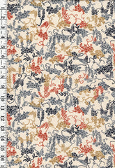 599 - Japanese Combined Weave - Butterflies & Peony Arabesque - Beige