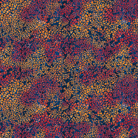 Tropical - SEASON OF THE SUN - Multi-Color Swirling Pebbles - 13201-38 - Red & Orange - ON SALE - SAVE 20% - Last 2 7/8 Yards