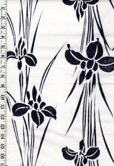 Yukata Fabric - 152 - Long Stem Japanese Iris - White