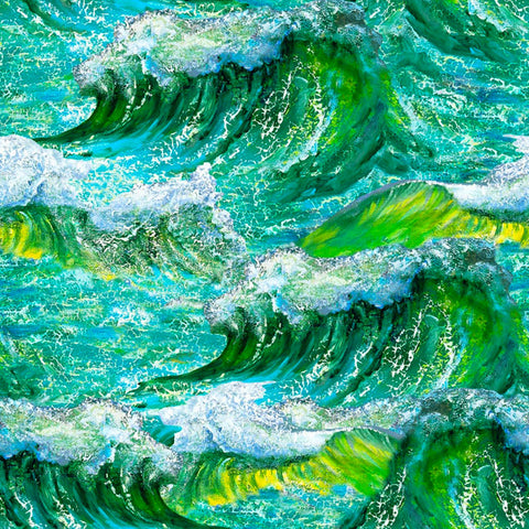 Tropical - 3 Wishes - Call of the Sea - Crested Ocean Waves - 17991-Multi - ON SALE - BY THE YARD