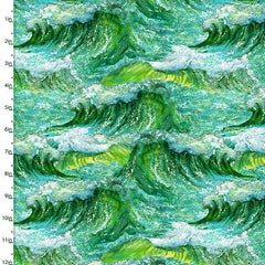 Tropical - 3 Wishes - Call of the Sea - Crested Ocean Waves - 17991-Multi - ON SALE - BY THE YARD