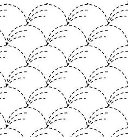 Sashiko Pre-printed Sampler (Olympus) - # 001 Nowaki (Pampas Grass) - White