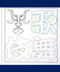 Sashiko Pre-printed Sampler (Olympus) - # 2081 - Kabuki Kanji - Navy - ON SALE