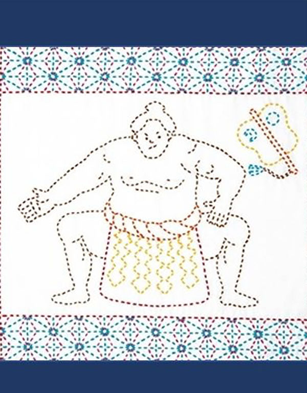 Sashiko Pre-printed Sampler (Olympus) - # 2083 Sumo Wrestler - Navy - ON SALE