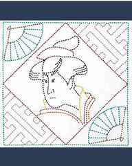 Sashiko Pre-printed Sampler (Olympus) - # 2084 Ukiyo-e Beauty - Navy - ON SALE - SAVE 30%