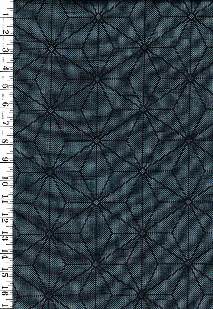 428 - Japanese Silk - Tsumugi Woven Asanoha - Dark Blue Green