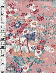 414 - Japanese Silk - Floral Garden - Shockikubai (Pine, Bamboo, Plum Blossom) - Pinkish Beige