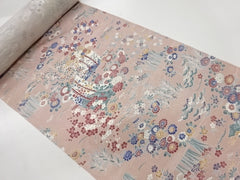 414 - Japanese Silk - Floral Garden - Shockikubai (Pine, Bamboo, Plum Blossom) - Pinkish Beige