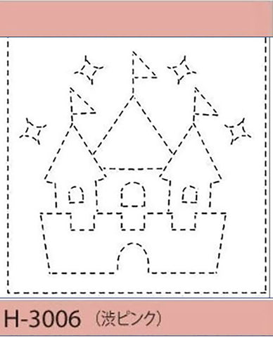 Sashiko Pre-printed Sampler (Olympus) - # 3006 Kids Castle - Dusty Rose - ON SALE