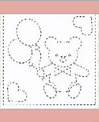 Sashiko Pre-printed Sampler (Olympus) - # 3008 Kids Teddy Bear & Balloons - Dusty Rose - ON SALE