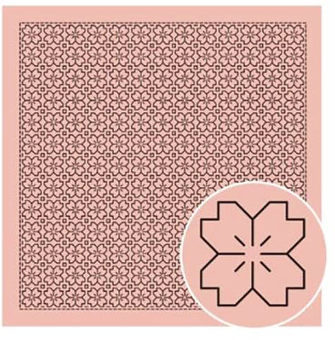 Sashiko Pre-printed Sampler - Hitome-Zashi - Cherry Blossom (Sakura-no-hana) # 3033 - Dusty Rose