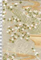 406 - Japanese Silk - Scenic Countryside & River Swirls - Silver