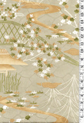 406 - Japanese Silk - Scenic Countryside & River Swirls - Silver