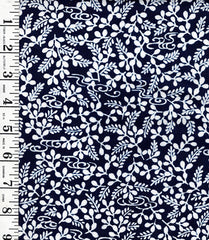 Yukata Fabric - 515 - Small Compact Leafy Branches & River Swirls - Indigo - Textured