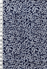 Yukata Fabric - 515 - Small Compact Leafy Branches & River Swirls - Indigo - Textured