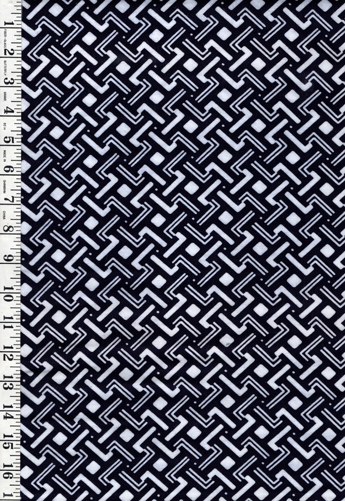 Yukata Fabric - 516 - Small Squares & Interlocking Bars - Indigo
