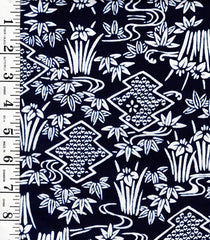 Yukata Fabric - 518 - Baby Iris & River Swirls - Indigo