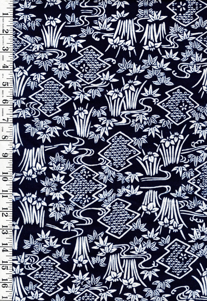 Yukata Fabric - 518 - Baby Iris & River Swirls - Indigo