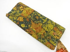 418 - Japanese Silk - Floral Plates - Dark Teal - Multi-Colors