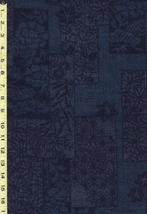 419 - Japanese Silk - Floral Squares - Blue & Black