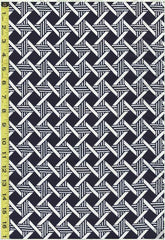 Yukata Fabric - 567 - Lattice Diamonds & Interlocking Bars - Indigo & White