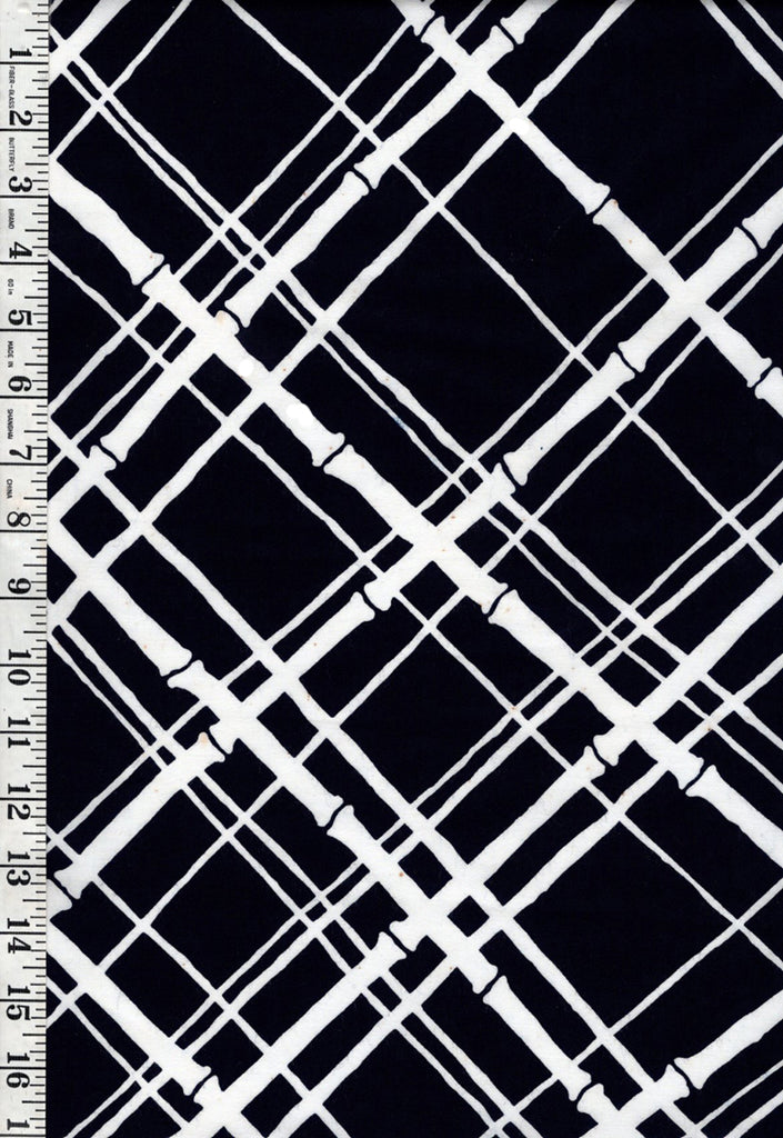 Yukata Fabric - 568 - Bamboo Trellis - Indigo