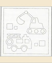 Sashiko Pre-printed Sampler (Olympus) - # 6003 Kids Bulldozer & Fire Truck - Beige - ON SALE