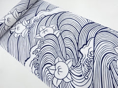 Yukata Fabric - 633 - Waves & Tachibana Citrus - White