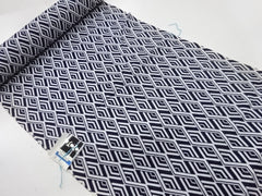Yukata Fabric - 644 - Radiating Diamonds - Indigo & White