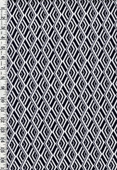 Yukata Fabric - 644 - Radiating Diamonds - Indigo & White