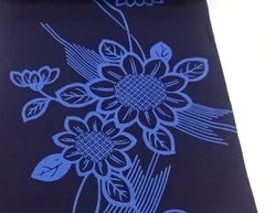 Yukata Fabric - 665 - Blue Sunflowers - Indigo