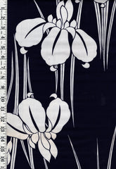 Yukata Fabric - 667 - Large Iris & Tall Stems - Indigo