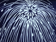 Yukata Fabric - 669 - Large Floral with Buds - Indigo