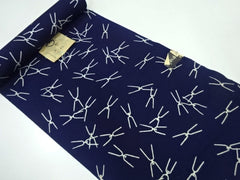 Yukata Fabric - 670 - Chikusen Double-ended Tuning Forks - Indigo