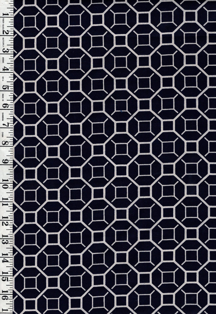 Yukata Fabric - 672 - Octagons with Center Squares - Indigo