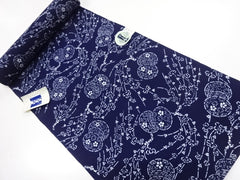 Yukata Fabric - 681 - Flower Drums & Cherry Blossoms - Indigo
