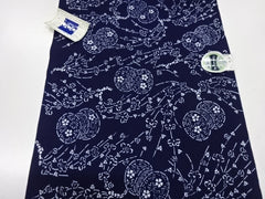 Yukata Fabric - 681 - Flower Drums & Cherry Blossoms - Indigo