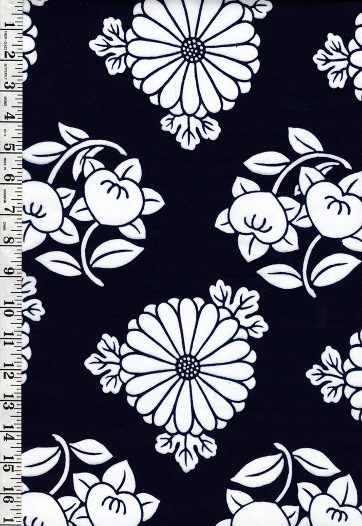 Yukata Fabric - 685 - Daisies and Tachibana Citrus - Indigo